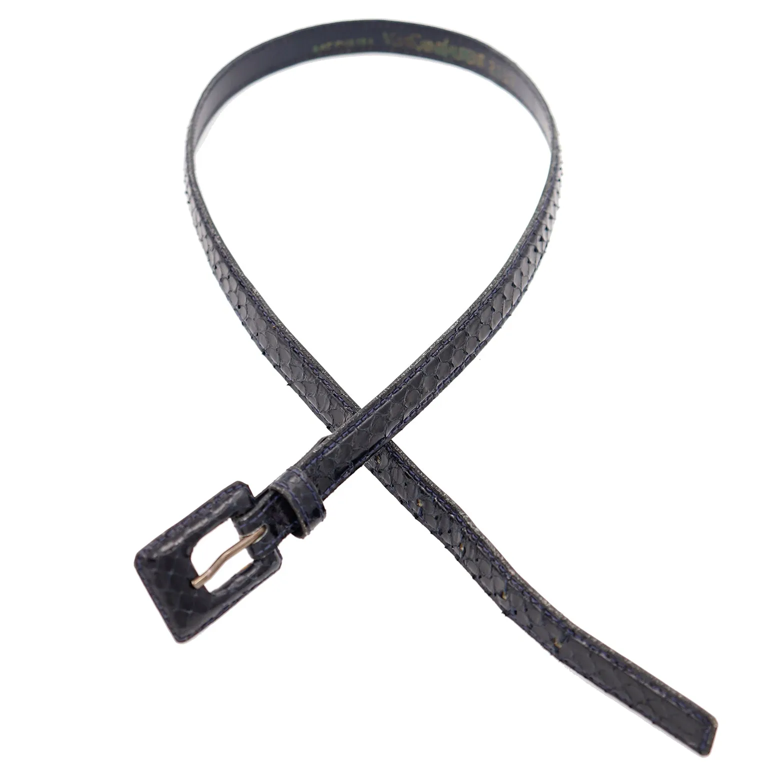 1970s YSL Vintage Black Snakeskin Yves Saint Laurent Belt