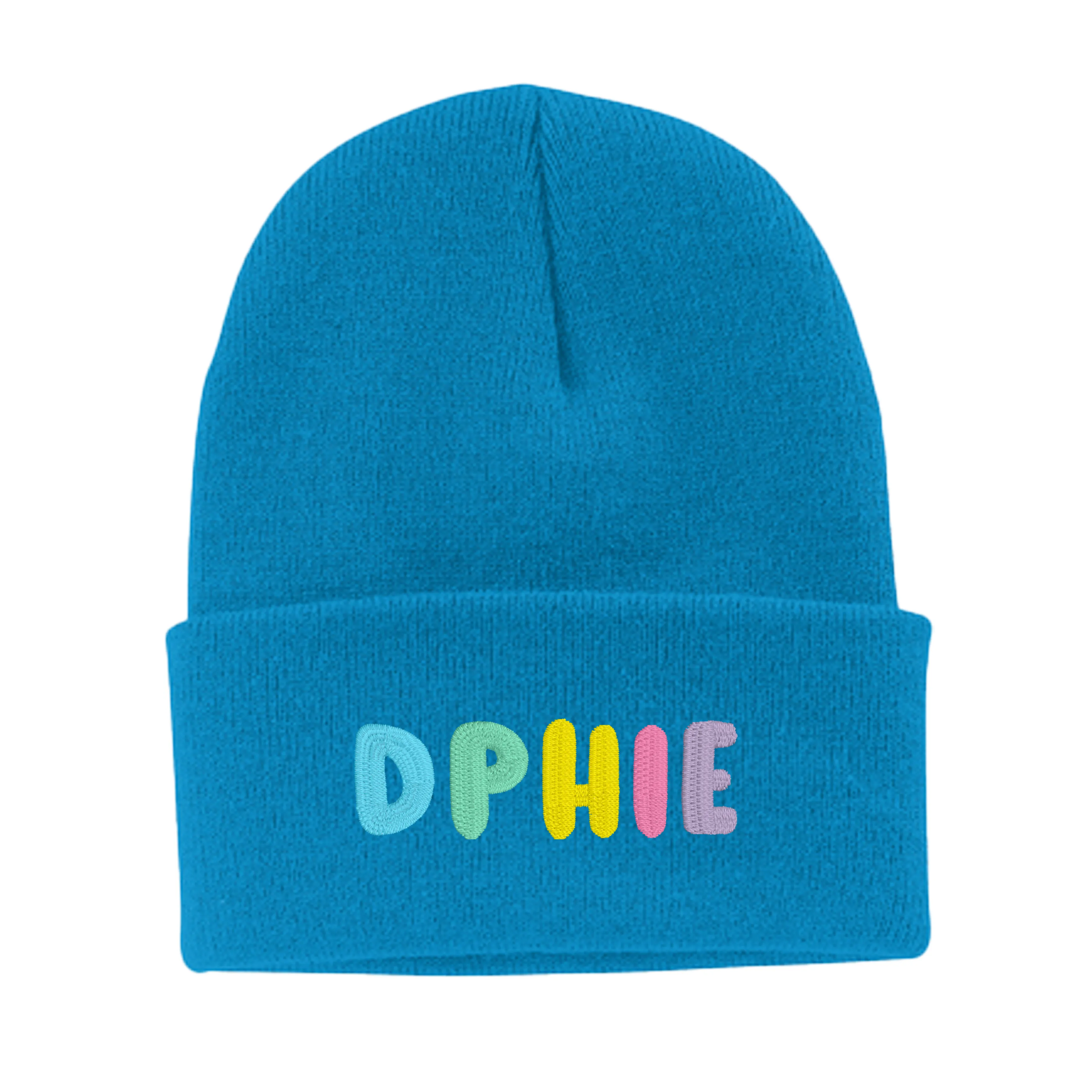 Delta Phi Epsilon Bubble Embroidered Beanie - DPHIE Pastel