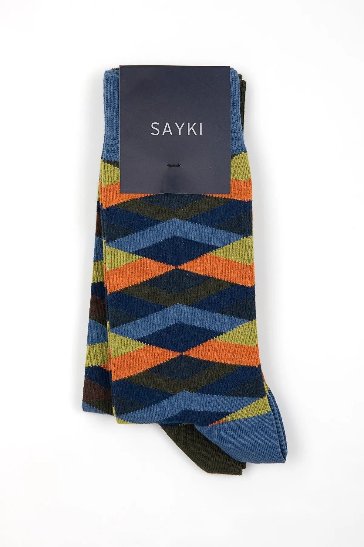 Patterned Cotton Blue - Khaki Socks