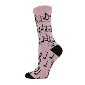 Pink Music Notes Bamboo Socks