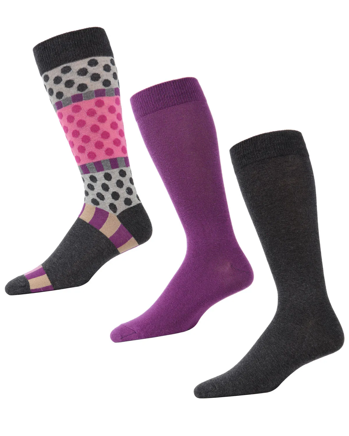Polka Dash Cotton Blend Crew Sock 3 Pack